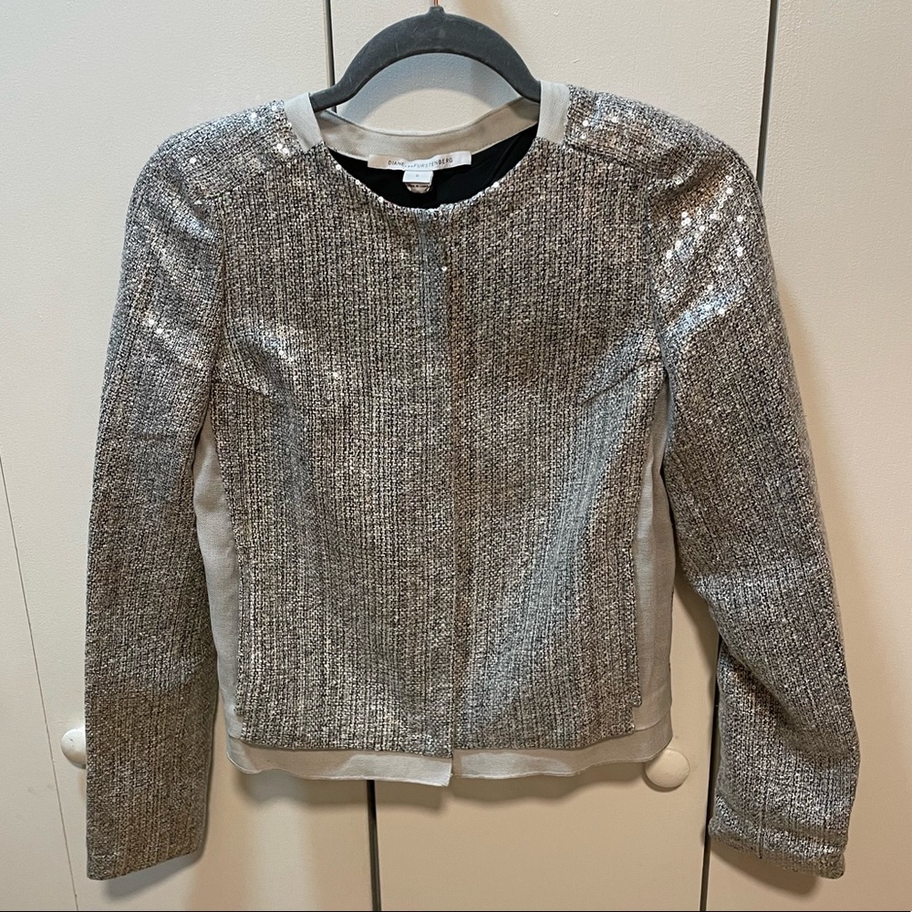 DVF Silver Zip Jacket - sz 0